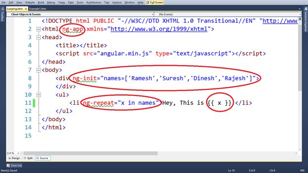 Directives and Data binding expression